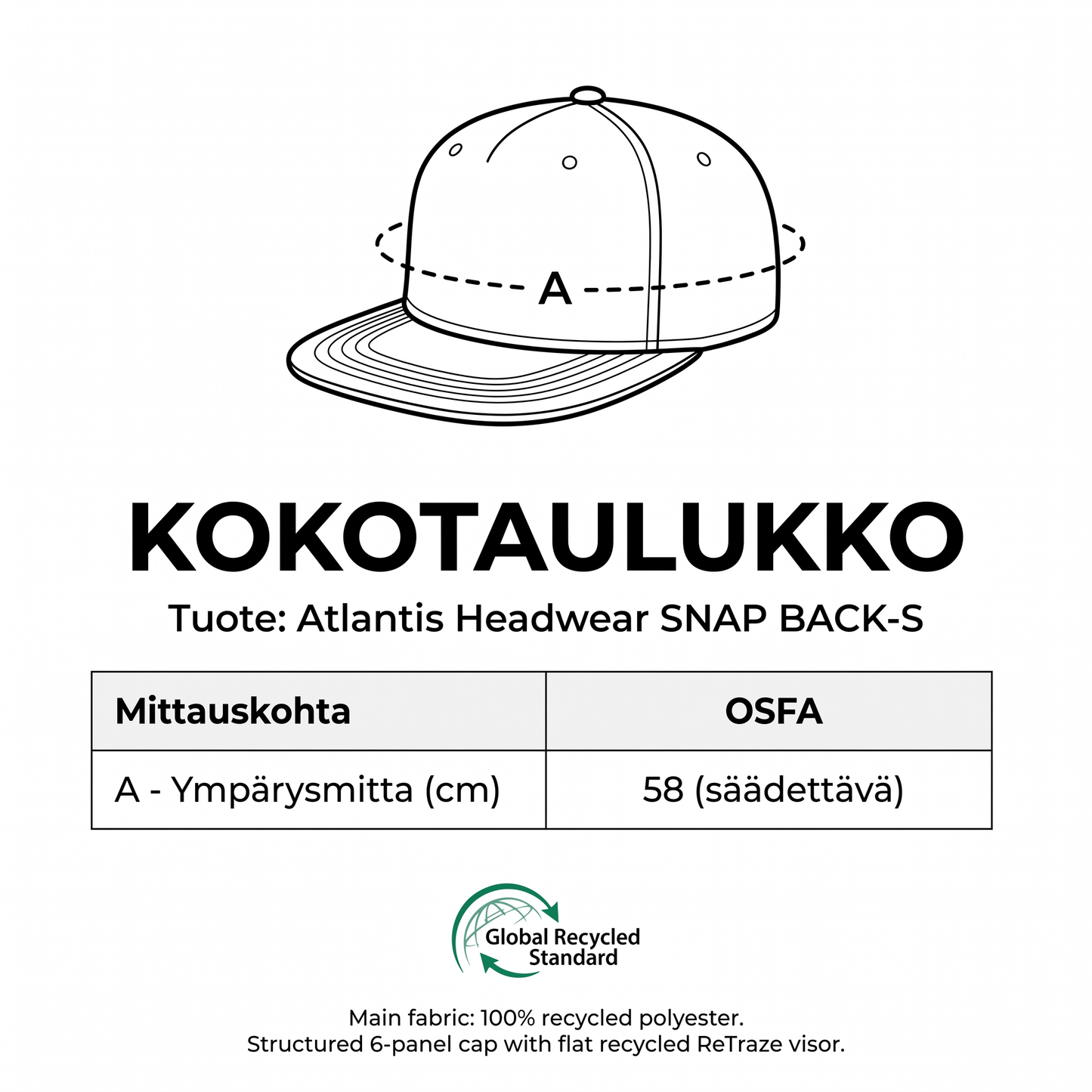 Raptori Snapback (valkoinen valkoisella)
